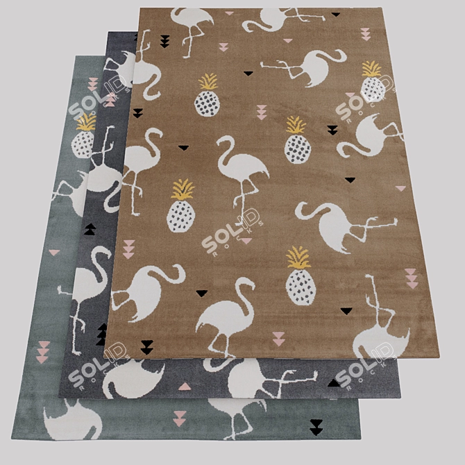 Colorful Flamingo Xeno Rug 3D model image 6