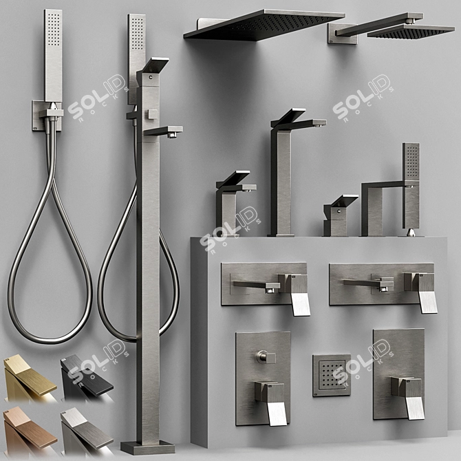 Luxurious Gessi Rettangolo K Faucet Set 3D model image 1