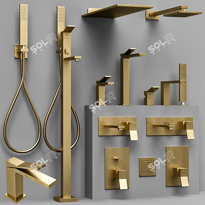 Luxurious Gessi Rettangolo K Faucet Set 3D model image 2