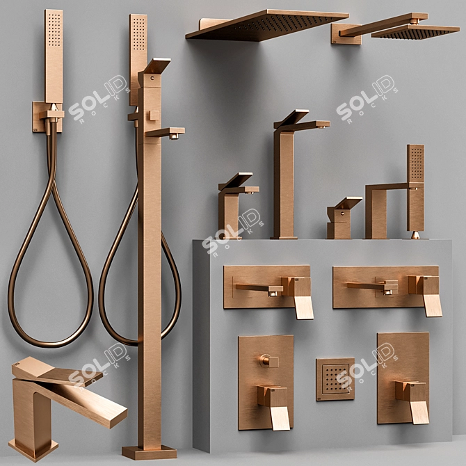 Luxurious Gessi Rettangolo K Faucet Set 3D model image 3