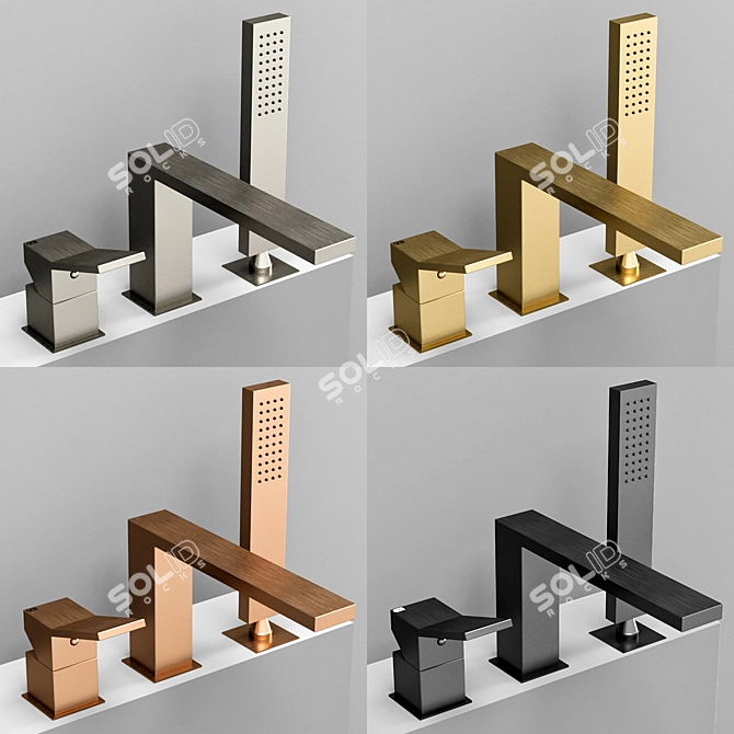 Luxurious Gessi Rettangolo K Faucet Set 3D model image 5