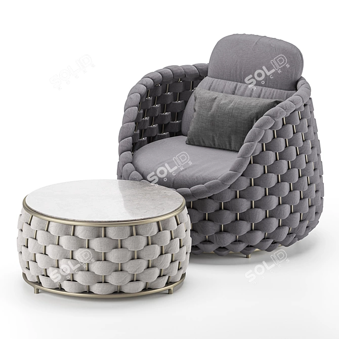 Textilene Rope Woven Outdoor Chair 3D model image 4