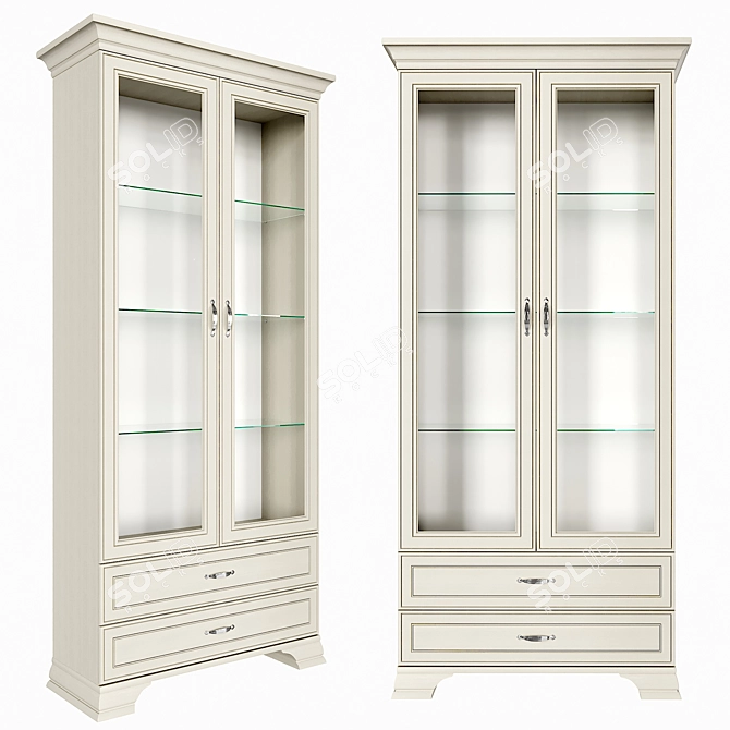 Tiffany 2V2S Showcase Cabinet: Elegant and Spacious 3D model image 1