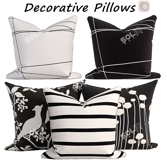 Decorative Pillows Set - Stylish Home Accents 3D model image 1