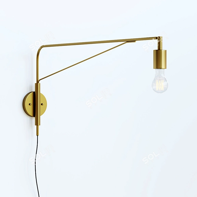 Elegant Antique Brass Wall Sconce 3D model image 1