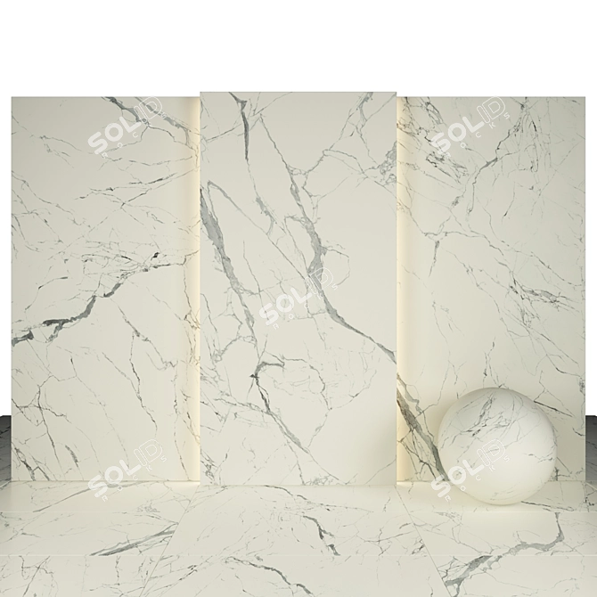 Statuario Veins Marble: 5 Texture Maps, Multiple Sizes & Formats 3D model image 1