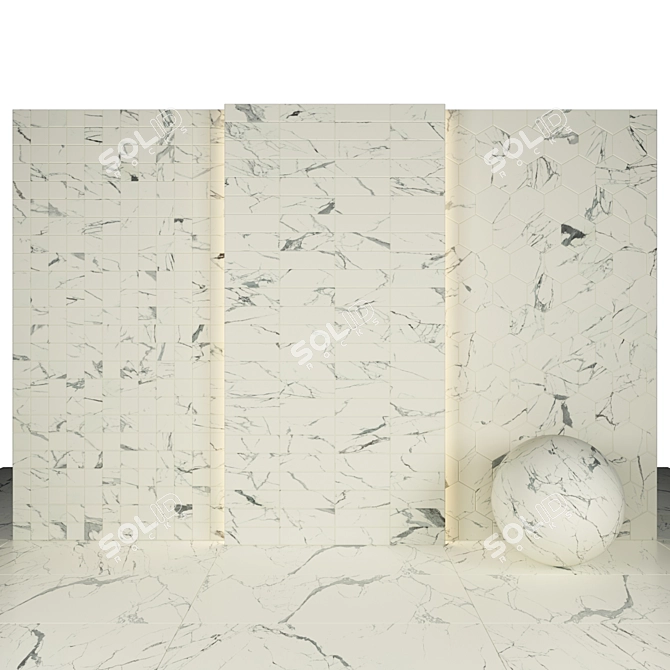 Statuario Veins Marble: 5 Texture Maps, Multiple Sizes & Formats 3D model image 2