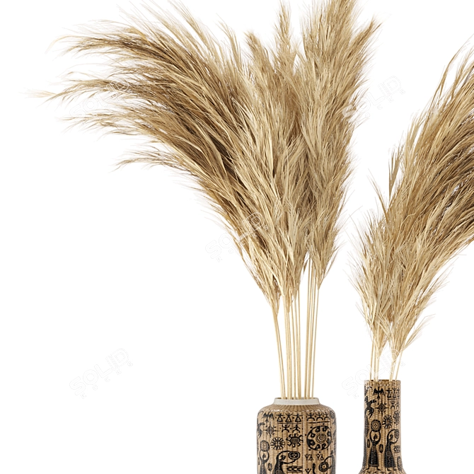 Pampas Dried Plantset in Handmade Vase 3D model image 5