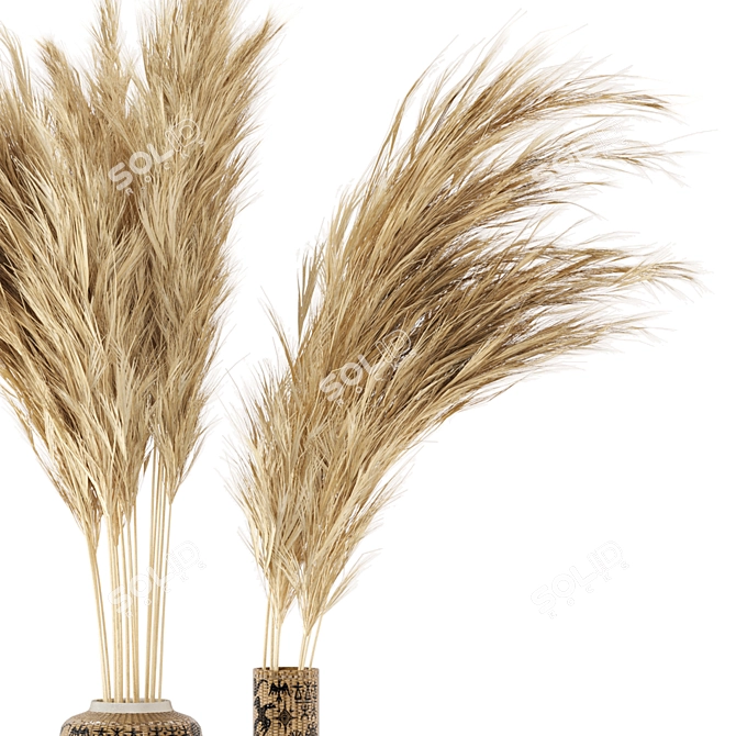 Pampas Dried Plantset in Handmade Vase 3D model image 6