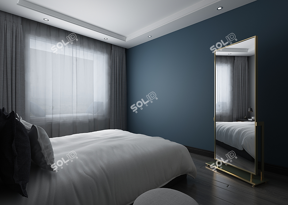 Brass Framed Floor Mirror with LED Lighting 3D model image 3