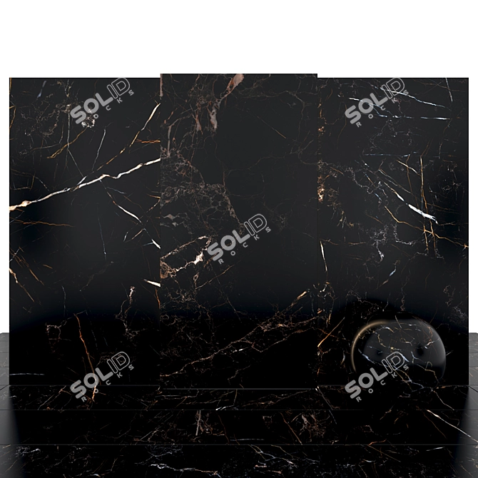 Black Atlas Marble: Elegant Versatile Tiles 3D model image 1