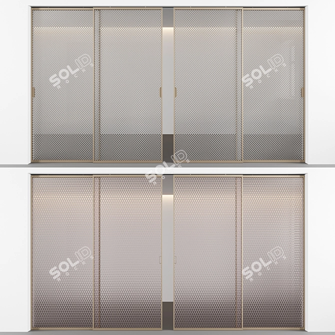 Embossed Sliding Glass Doors 3D model image 2