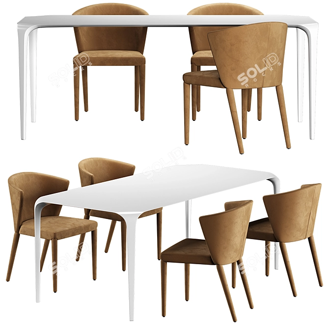 Italian-Made Calligaris Amelie Chair & Link Table 3D model image 1