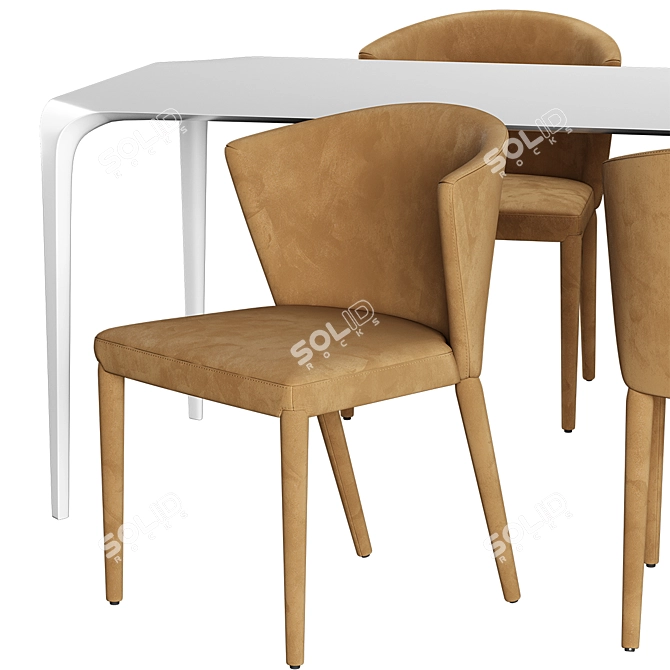 Italian-Made Calligaris Amelie Chair & Link Table 3D model image 3