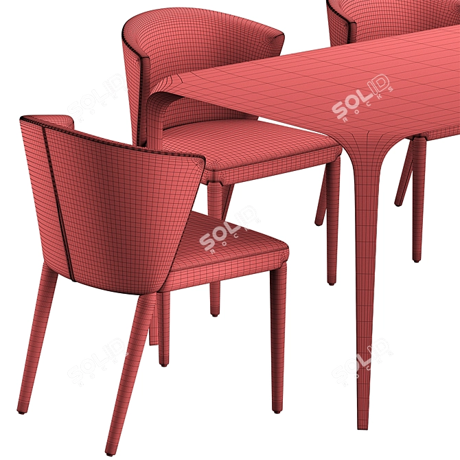 Italian-Made Calligaris Amelie Chair & Link Table 3D model image 5