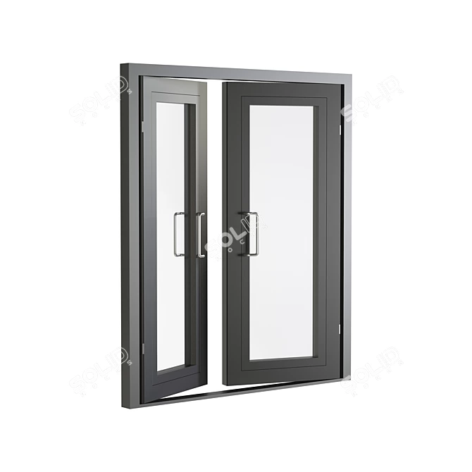 Sleek Aluminum Door & Window 3D model image 4