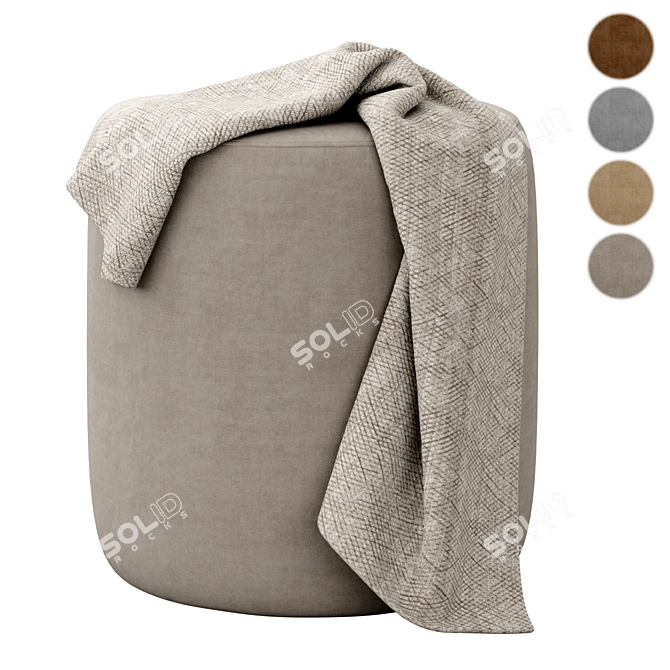 Spool 18 Ottoman: Luxe Basalt Velvet 3D model image 1