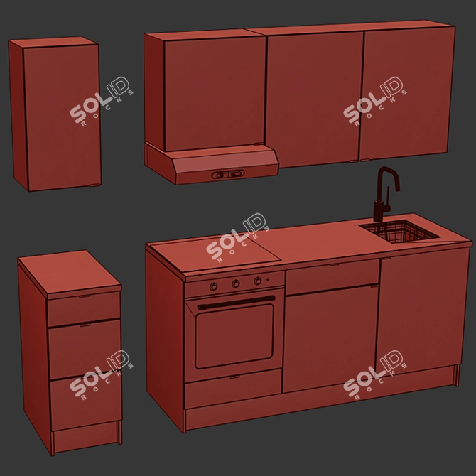 Modern IKEA Kitchen Set 3D model image 4