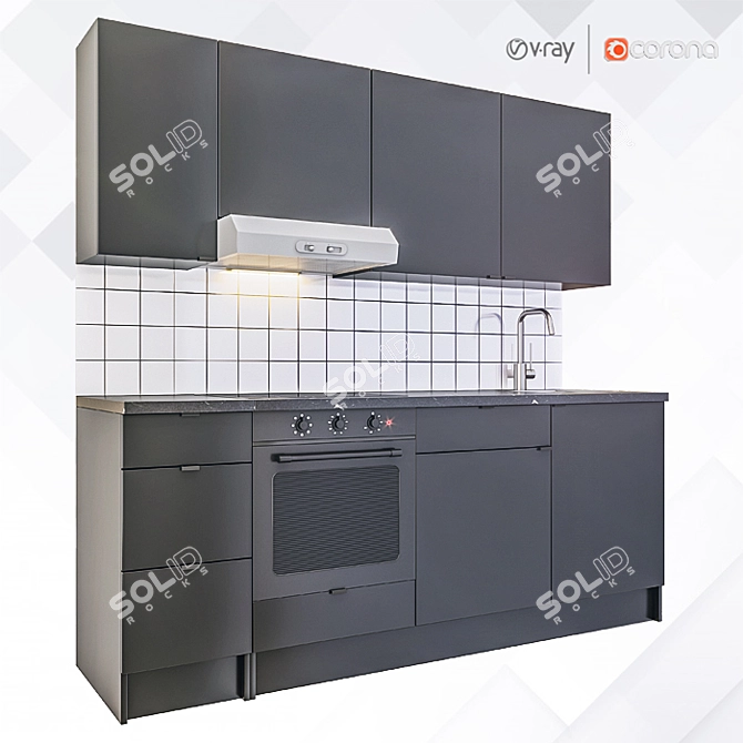 Modern IKEA Kitchen Furniture 3D model image 1