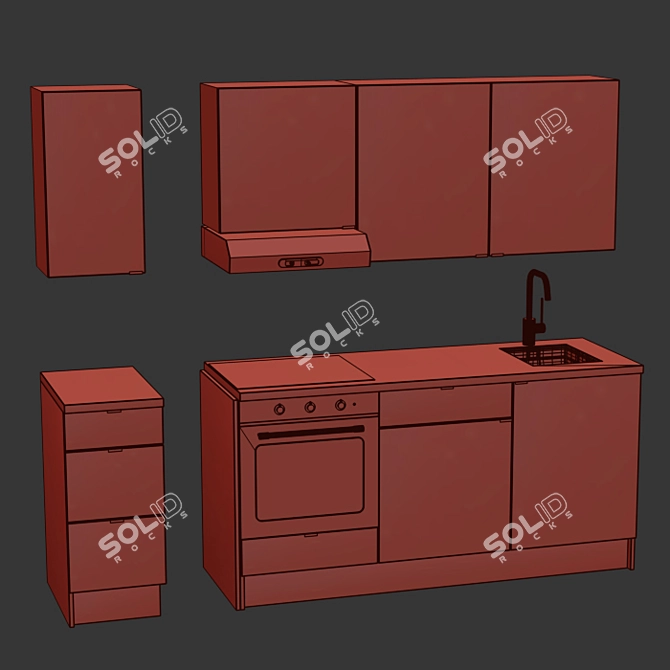 Modern IKEA Kitchen Furniture 3D model image 4