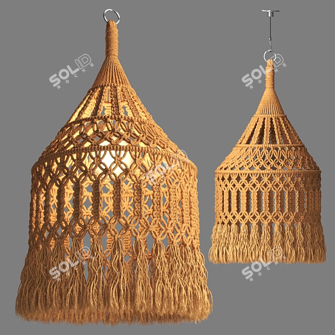 Organic Macrame Pendant: Handcrafted Elegance for Modern Spaces 3D model image 1