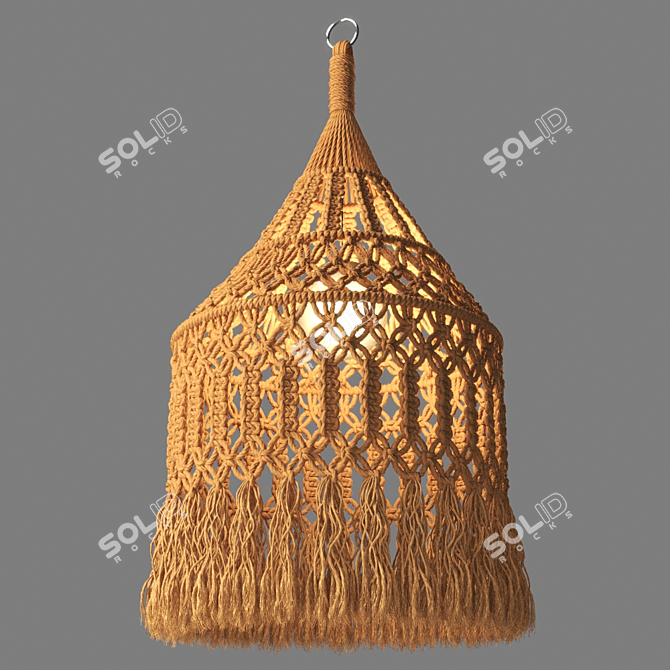 Organic Macrame Pendant: Handcrafted Elegance for Modern Spaces 3D model image 2