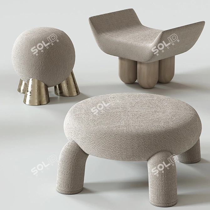 Stylish Ottomans by Pietro Franceschini 3D model image 5