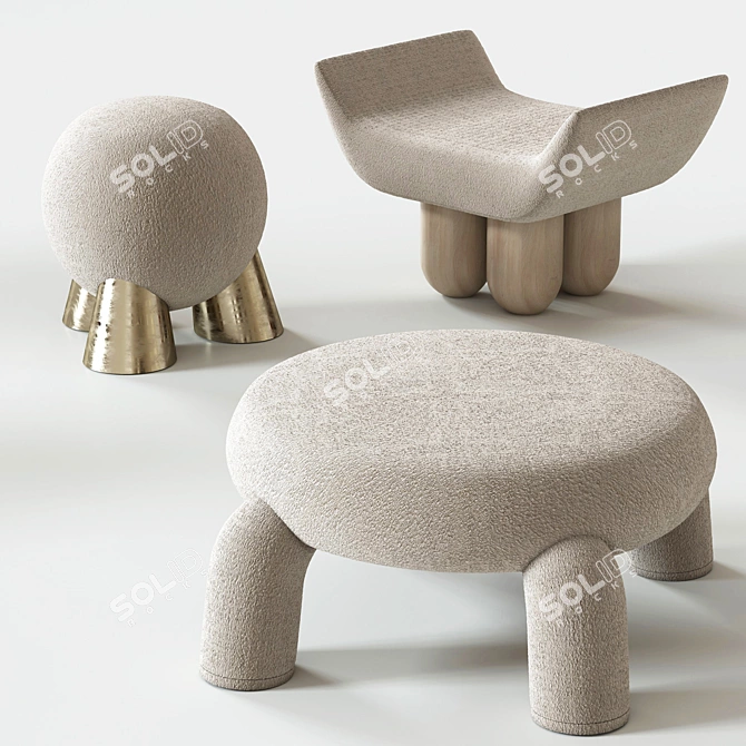 Stylish Ottomans by Pietro Franceschini 3D model image 8