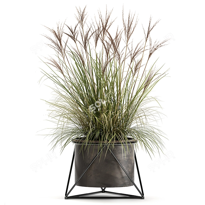 Exquisite Plant Collection: Metallic Pot Decor 3D model image 3