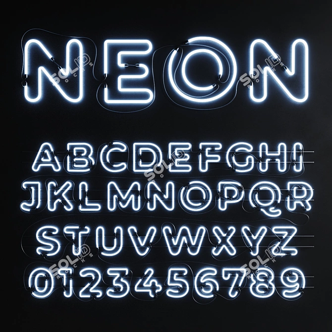 Glowing Neon Alphabet Set 3D model image 1