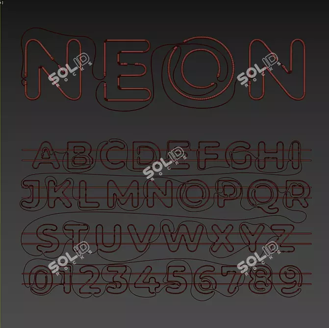 Glowing Neon Alphabet Set 3D model image 5