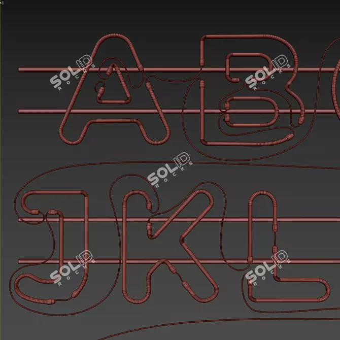 Glowing Neon Alphabet Set 3D model image 6