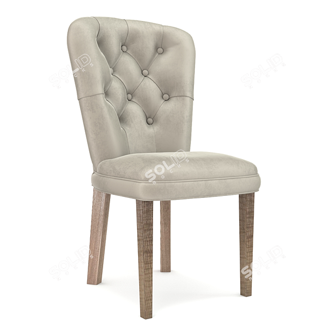 Vintage Carved Chair with Upholstered Seat 3D model image 1