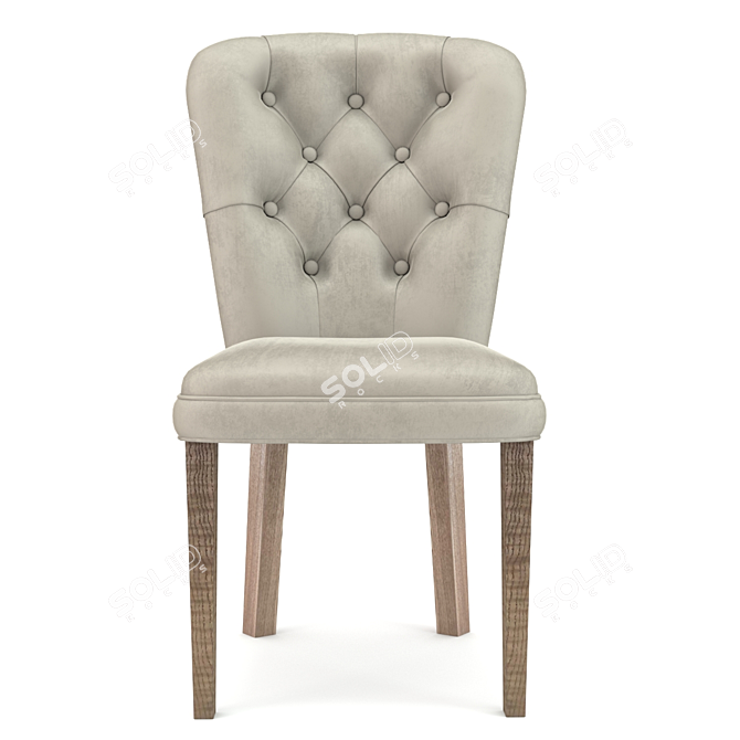 Vintage Carved Chair with Upholstered Seat 3D model image 2