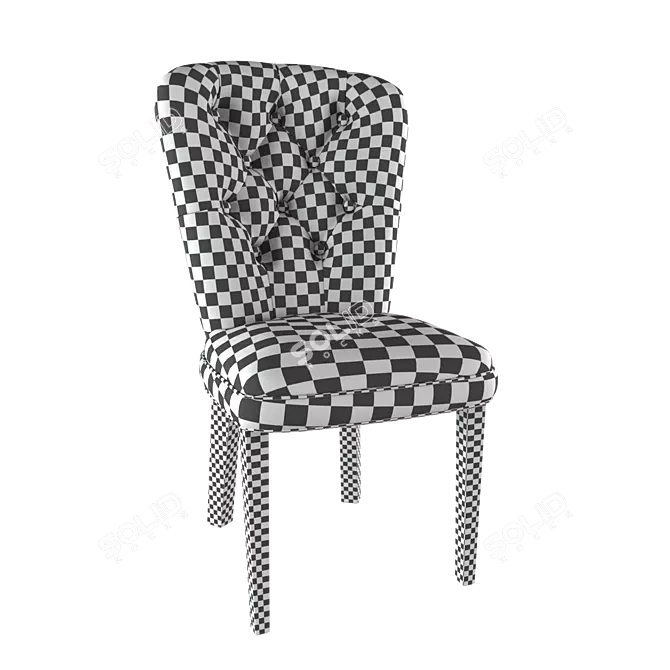 Vintage Carved Chair with Upholstered Seat 3D model image 4