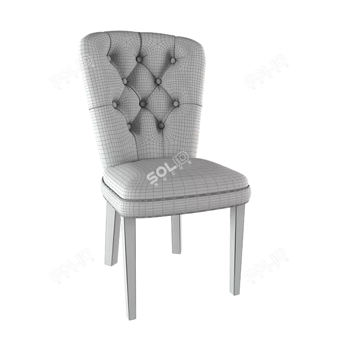 Vintage Carved Chair with Upholstered Seat 3D model image 5