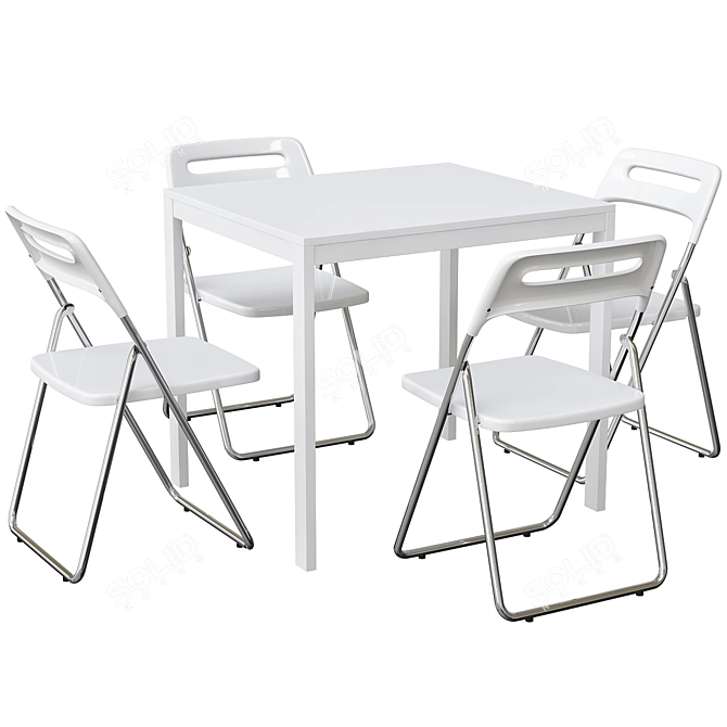 Modern White Dining Set 3D model image 1