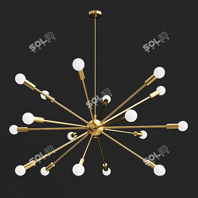 Modern Atomic Arms Chandelier 3D model image 1