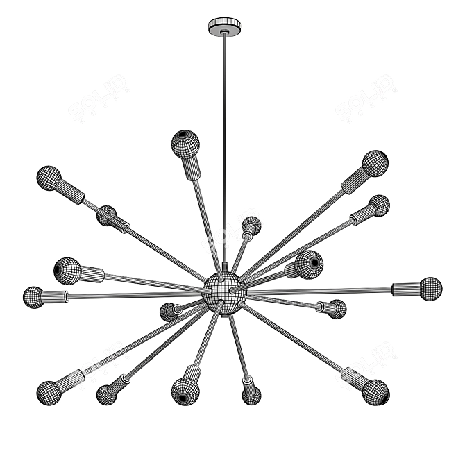 Modern Atomic Arms Chandelier 3D model image 2