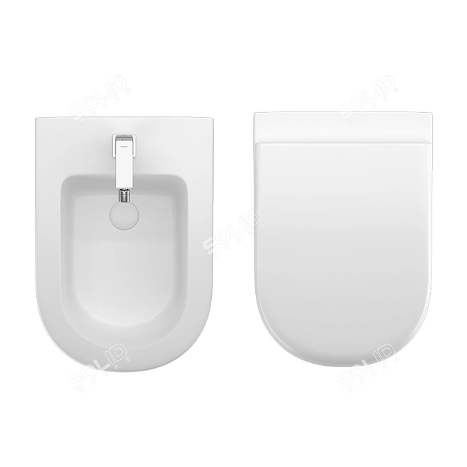 Cielo Fluid Back to Wall WC/Bidet Set 3D model image 4