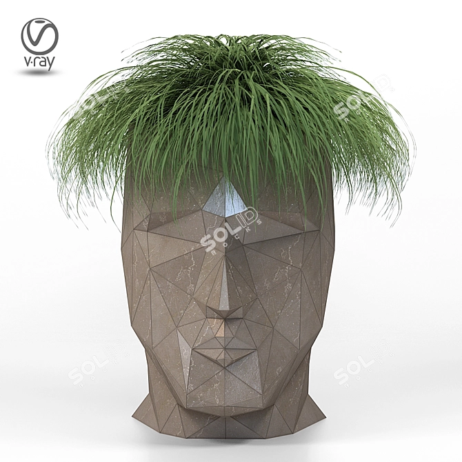 Adan Stone Face Planter 3D model image 2