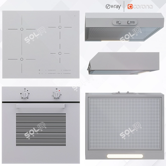 Modern White Kitchen Appliances - IKEA #2 3D model image 1