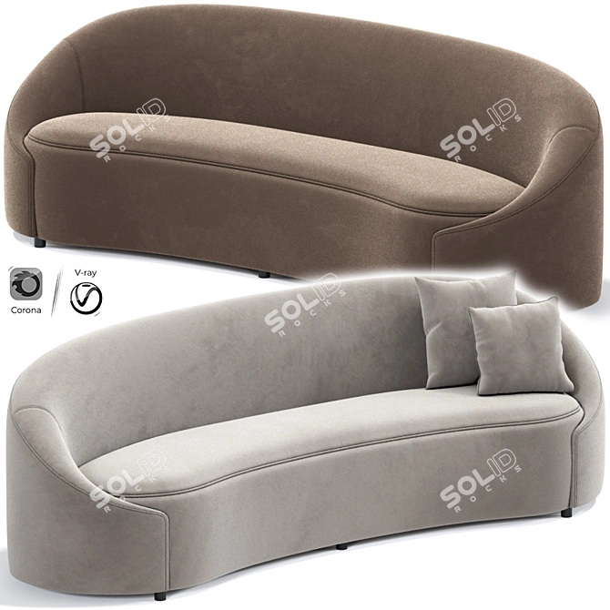 Contemporary Stone Curved Sofa 3D model image 1