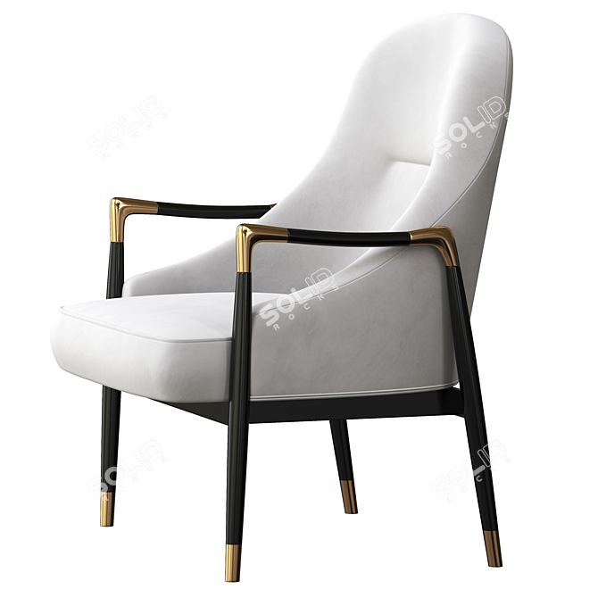 Elegant Brass Walnut Lounge Chairs 3D model image 3