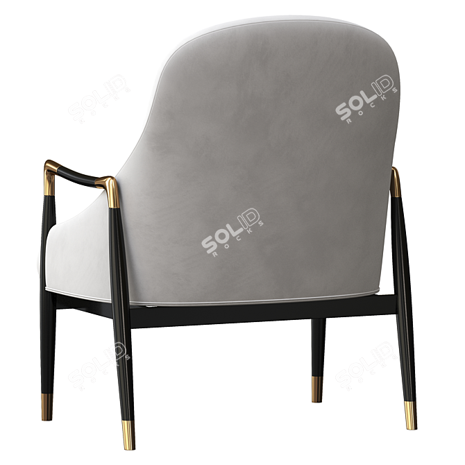 Elegant Brass Walnut Lounge Chairs 3D model image 4