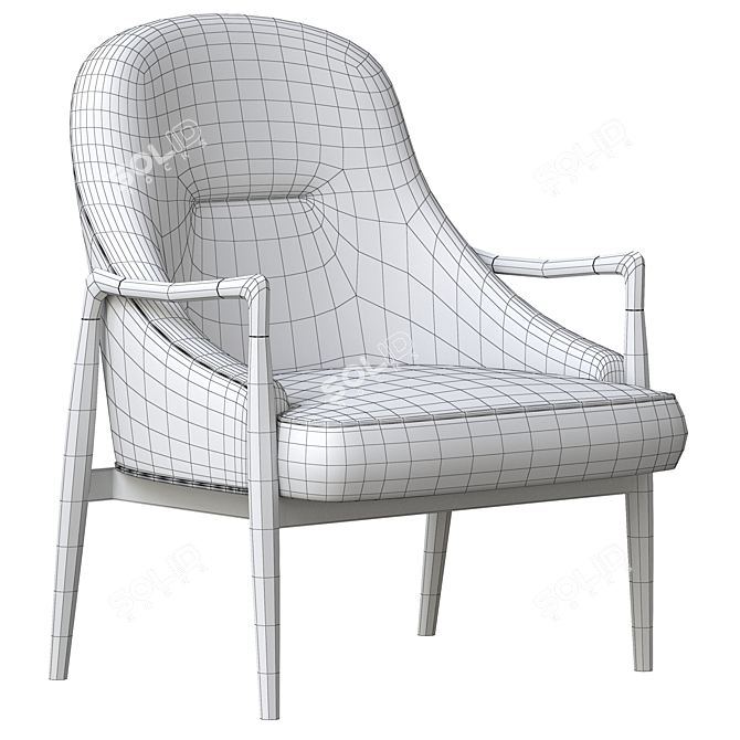 Elegant Brass Walnut Lounge Chairs 3D model image 5
