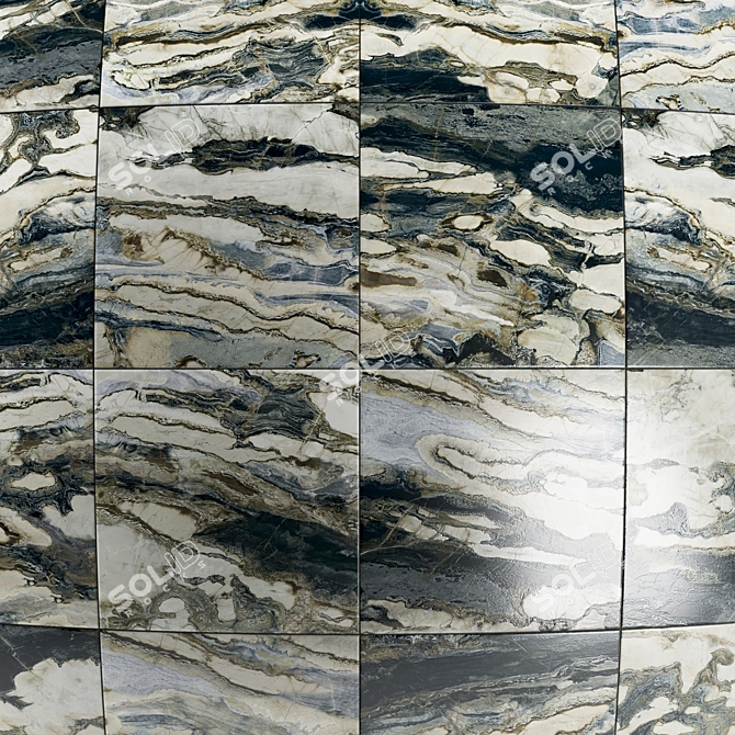 Beautiful Blue Marble Tile: High-Quality 4x4 PBR Texture 3D model image 2