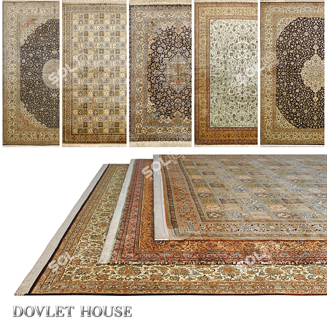 Luxury Silk Carpets by DOVLET HOUSE (5pc) 3D model image 1