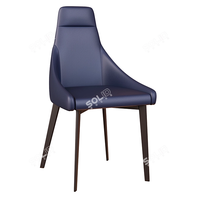 Elegant Leather Dining Chair 3D model image 2