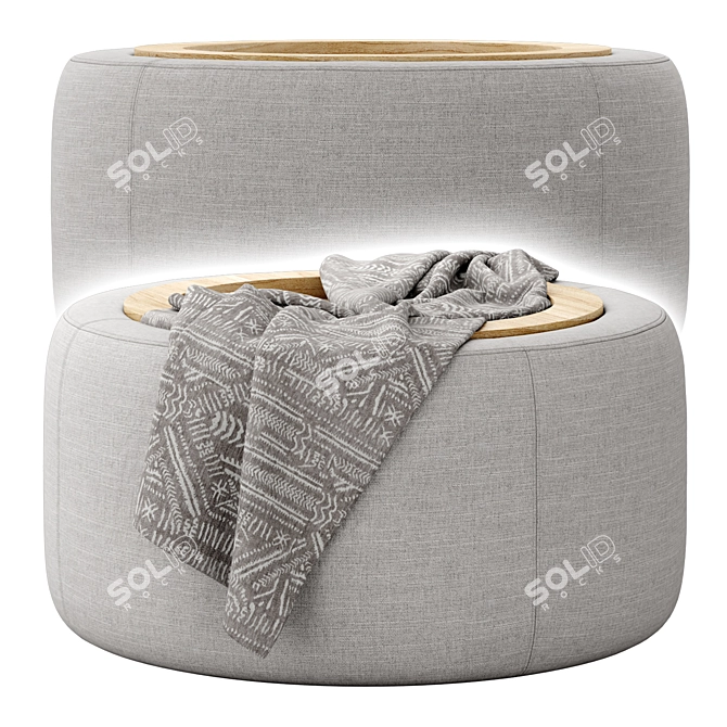 Luxurious Fabric Storage Ottoman 3D model image 1